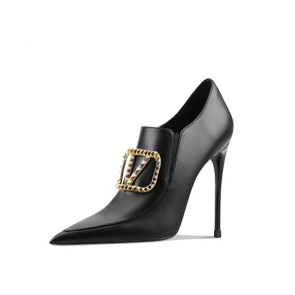 Women's Fashion Pointed Gold Buckle High Heels