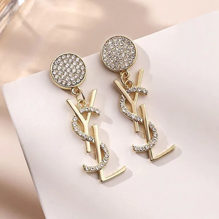 Women's Fashion Letter Rhinestone Earrings