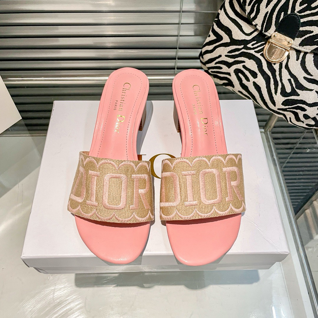 Women's High Heel Letter Embroidered Sandals