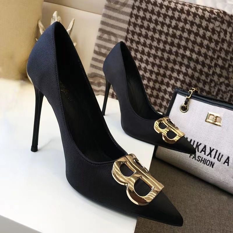 Ladies New Fashion Satin High Heels