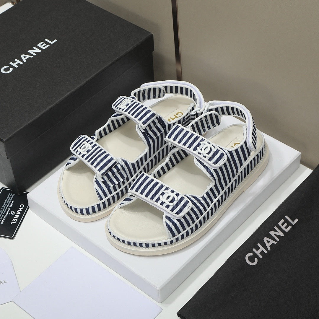 Ladies New Velcro Striped Sandals