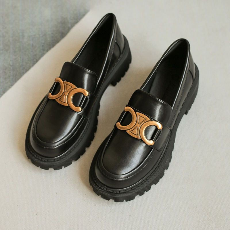 Ladies New Fashion Round Toe Leather Shoes