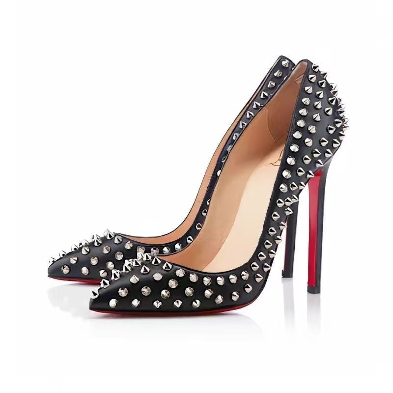 Ladies New Fashion Rivet Pointed High Heels