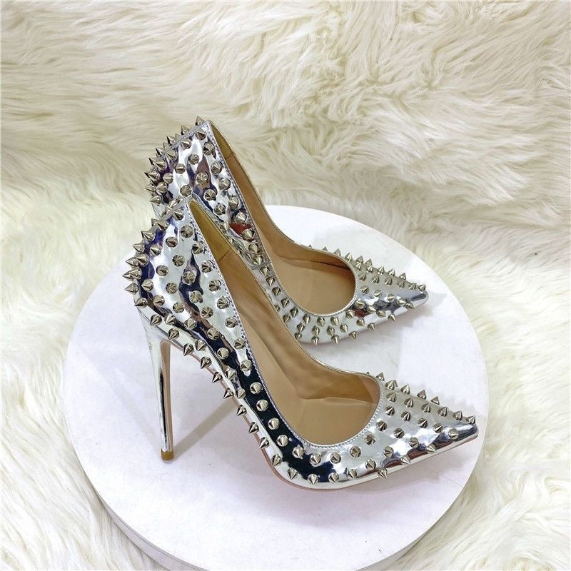 Ladies New Fashion Rivet Pointed High Heels