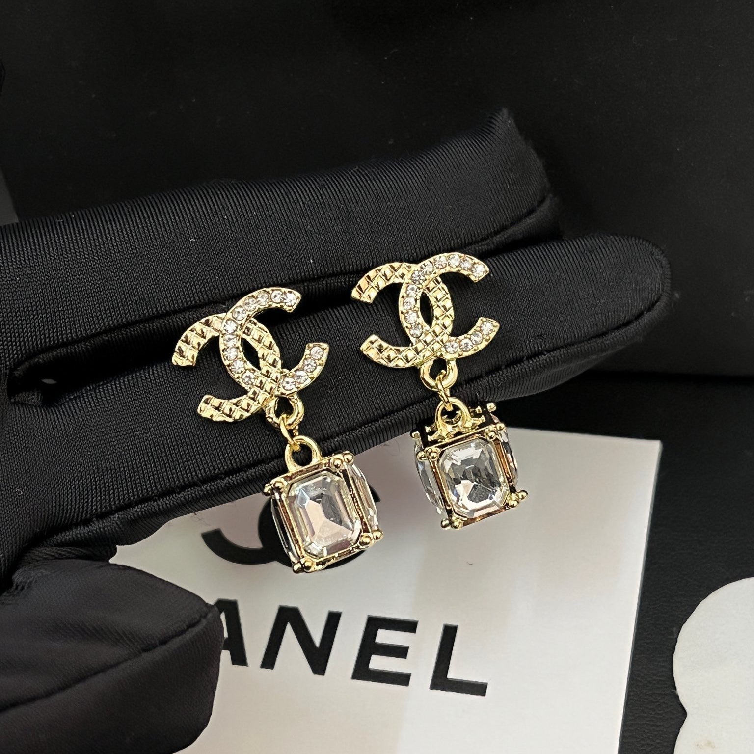 Letter Fashion Rhinestone Pendant Earrings