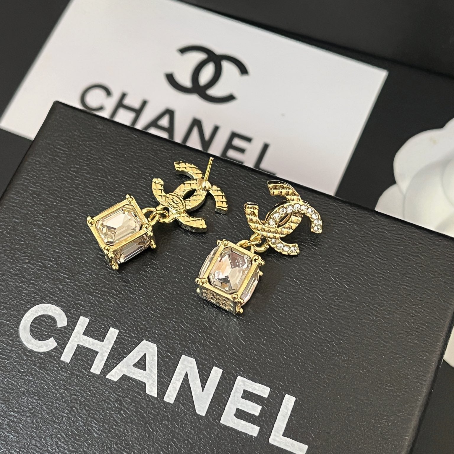 Letter Fashion Rhinestone Pendant Earrings