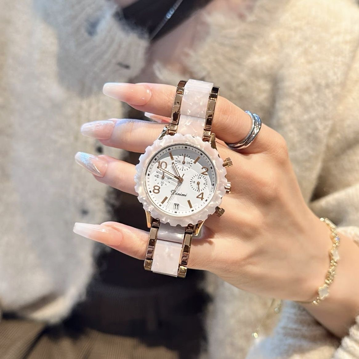 Ladies High-end Exquisite Light Luxury Waterproof Jade Watch